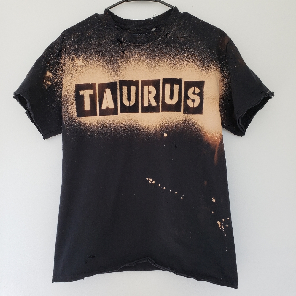Taurus Zodiac Destructed Acid Wash Tee